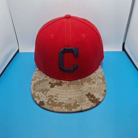 Cleveland Indians Hat Cap Fitted 7 5/8 New Era 59Fifty MLB Baseball Red - Picture 1 of 7